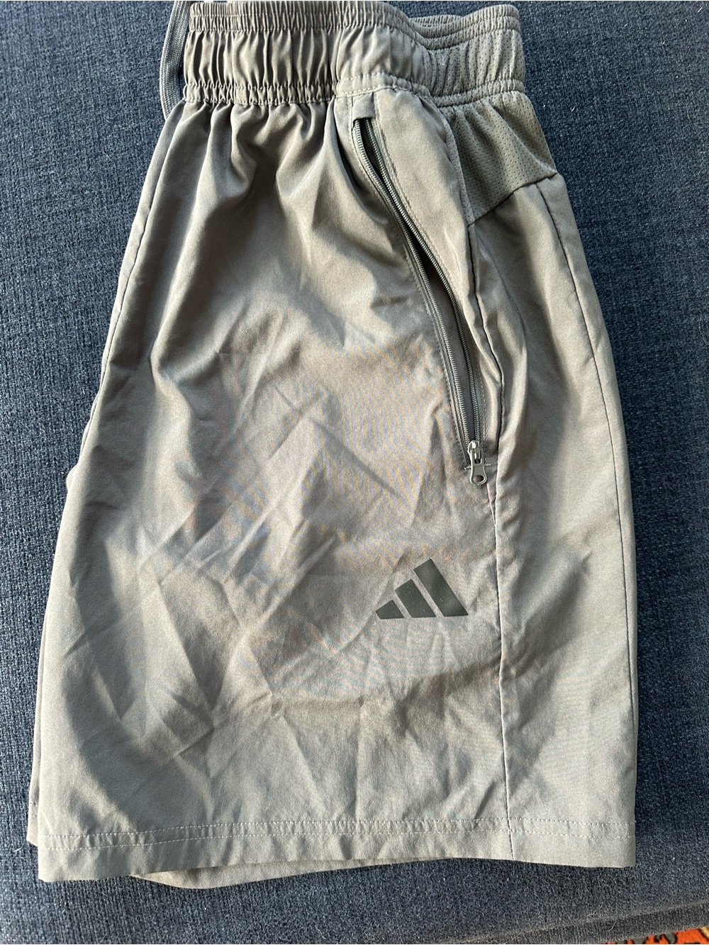 adidas Men’s Light Gray Athletic Shorts with Zip Pocket
